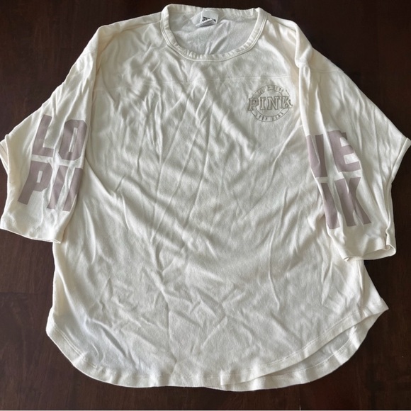 PINK 3/4 Sleeve Cream Two-Tone Top - Picture 6 of 6